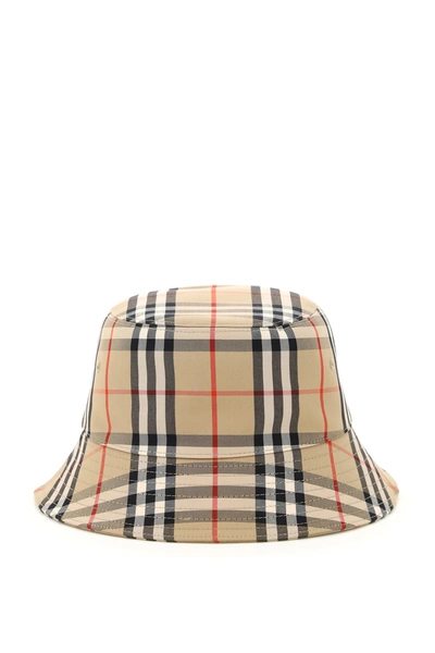 Shop Burberry Vintage Check Bucket Hat In Archive Beige