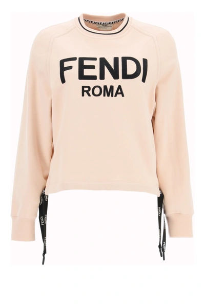 Shop Fendi Roma Lurex Embroidered Sweatshirt In Pink