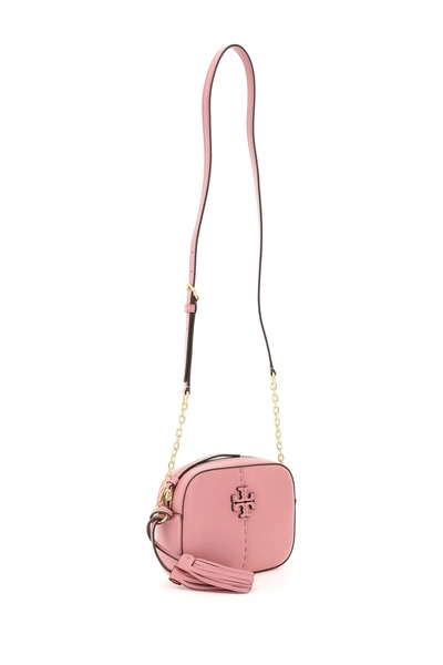 Tory Burch Mcgraw Mini Leather Crossbody Camera Bag In Pink