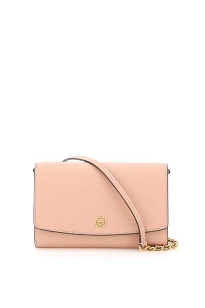 Shop Tory Burch Robinson Chain Clutch In Pink Moon