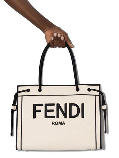 Shop Fendi Women's Beige Fabric Tote