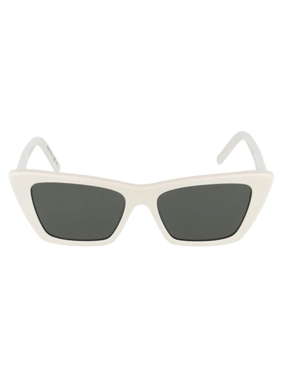 Shop Saint Laurent Women's White Acetate Sunglasses