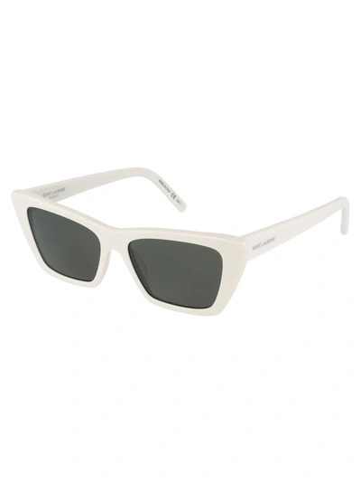 Shop Saint Laurent Women's White Acetate Sunglasses