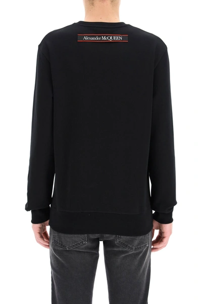 Shop Alexander Mcqueen Tape Logo Crew Neck Sweatshirt In Black