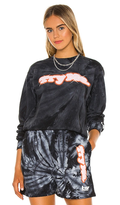 Shop By Samii Ryan Try Me Crop Crew In Black Tie Dye