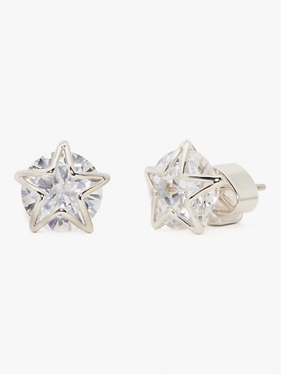Shop Kate Spade Something Sparkly Boxed Star Studs In Clear/silver