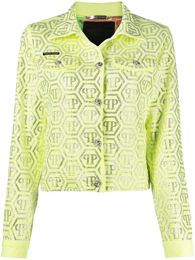 Shop Philipp Plein Crystal-embellished Jacket In Yellow