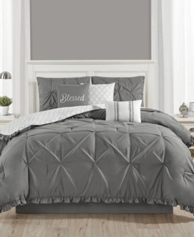 Shop Sanders Jessica  Ruffled 7 Piece California King Comforter Set Bedding In Charcoal