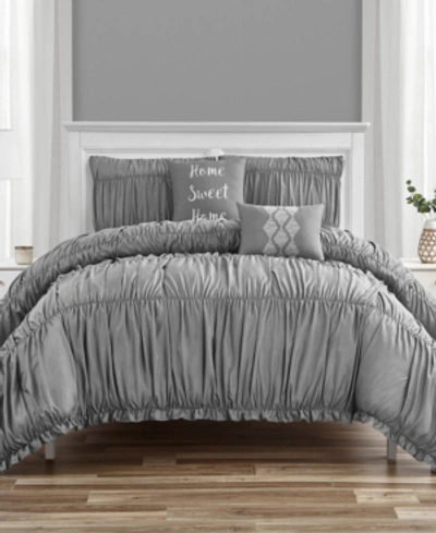 Shop Sanders Melissa Queen Comforter Set, 5 Piece Bedding In Charcoal