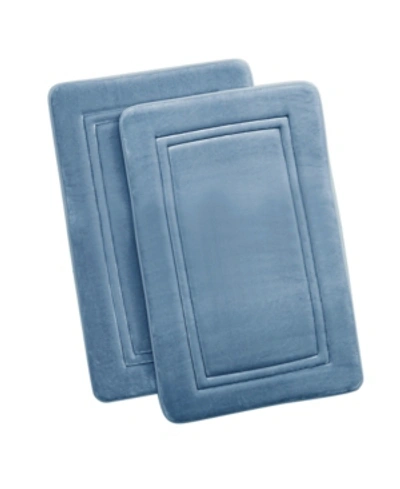 Shop Truly Calm Antimicrobial Memory Foam Bath Rug, Set Of 2 In Blue