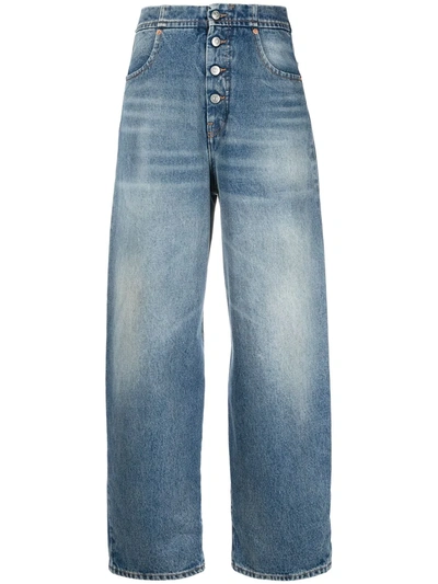 Shop Mm6 Maison Margiela High Rise Tapered Jeans In Blue