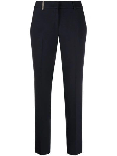 Peserico Fitted Pants With Pockets And Loops In Blue