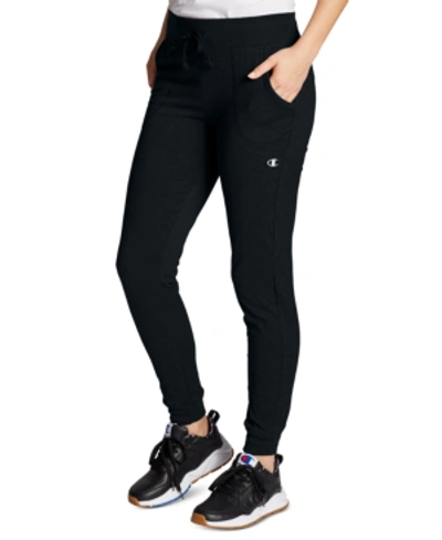 Shop Champion Women's Cotton Jersey Full Length Joggers In Black