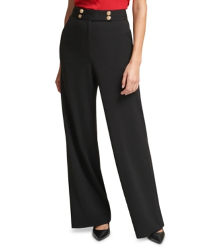 Shop Calvin Klein Straight Wide-leg Pants In Black