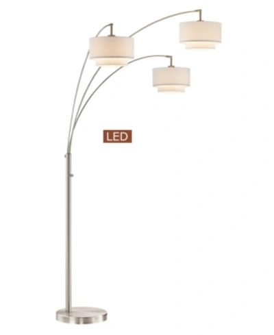 Shop Artiva Usa Lumiere Iii 80" Led Arched Floor Lamp Double Layer Shade With Dimmer In Silver