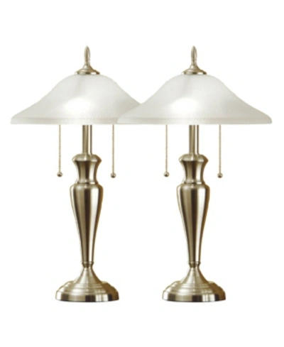 Shop Artiva Usa 2-piece Classic Cordinates 24" Lamps With High Quality Hammered Glass Shades In Silver