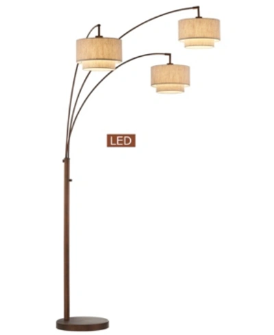 Shop Artiva Usa Lumiere Iii 80" Led Arched Floor Lamp Double Layer Shade With Dimmer In Bronze