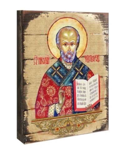 Designocracy Icon Saint Nicholas Wall Art On Wood 8" In Multi
