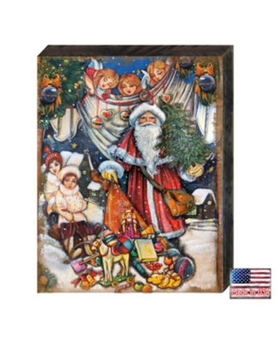 Shop Designocracy Vintage-like Gift Giver Santa By G. Debrekht Handcrafted Wall And Home Decor In Multi