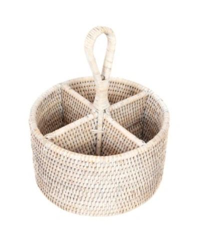 Shop Artifacts Trading Company Artifacts Rattan 4 Section Caddy And Cutlery Holder In Off-white