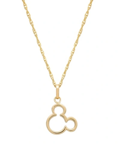 Shop Disney Children's Mickey Mouse Silhouette 15" Pendant Necklace In 14k Gold In Yellow Gold