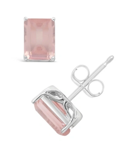 Shop Macy's Rose Quartz (3-1/8 Ct. T.w.) Stud Earrings In Sterling Silver.