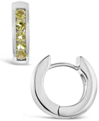 Macy's Garnet (1 Ct. T.w.) Huggie Hoop Earrings In Sterling Silver (also Available In Peridot) In Peridot