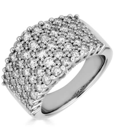 Shop Macy's Diamond Five Row Statement Ring (2 Ct. T.w.) In 14k White Gold