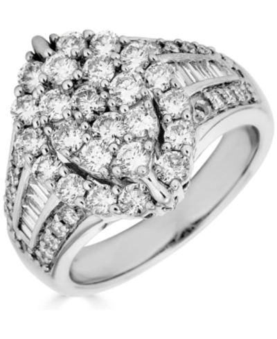 Shop Macy's Diamond Cluster Ring (2 Ct. T.w.) In 14k White Gold