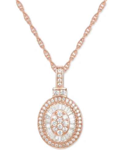 Macy's Diamond Baguette Oval 18" Pendant Necklace (1/2 Ct. T.w.) In 14k Gold , 14k White Gold Or 14k Rose G In Rose Gold