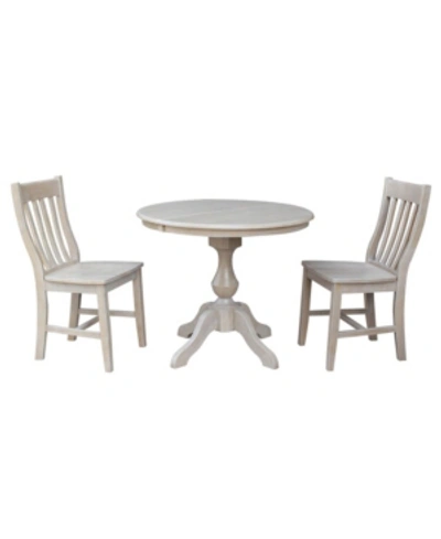Shop International Concepts 36" Round Extension Dining Table With 2 Cafe Chairs In Gray
