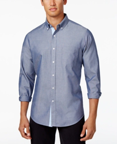 Shop Club Room Men's Solid Stretch Oxford Cotton Shirt, Created For Macy's In Aqua Reef