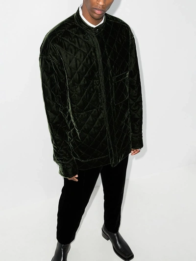 Shop Haider Ackermann Quilted Velvet Jacket In Green