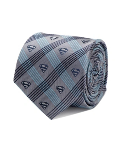 Shop Dc Comics Superman Plaid Men's Tie In Gray