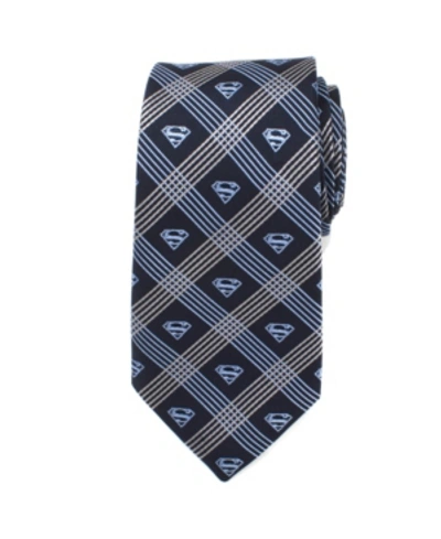 Shop Dc Comics Superman Shield Plaid Men's Tie In Navy