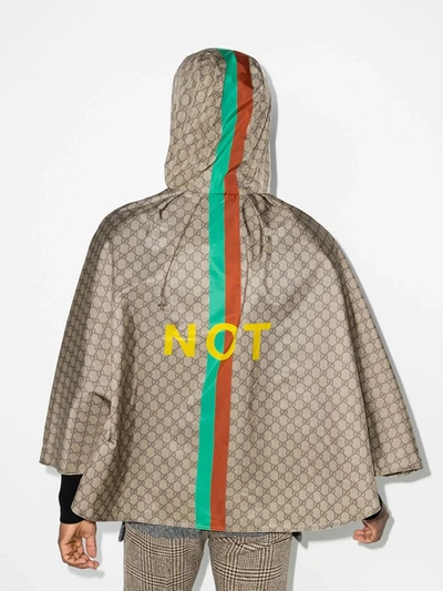 Shop Gucci Fake/not Monogram Hooded Poncho In Neutrals