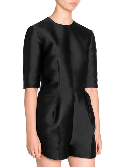 Shop Stella Mccartney Women's Silk Satin Tailored Romper In Black