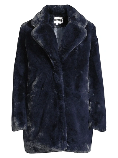 Shop Apparis Women's Sophie Faux Fur Coat In Navy