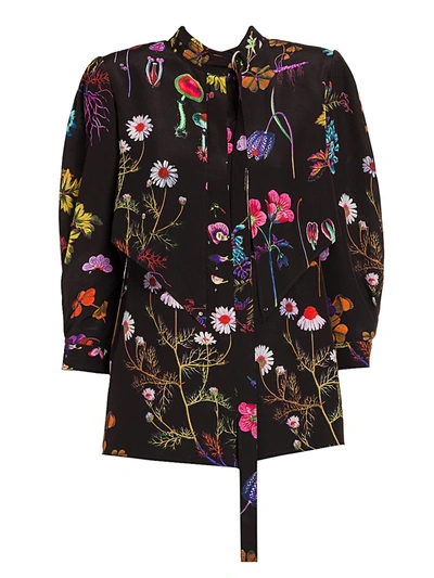 Shop Stella Mccartney Women's Floral-print Silk Blouse In Black