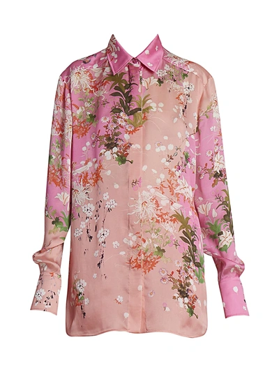 Shop Givenchy Women's Floral Silk Shirt In Light Pink