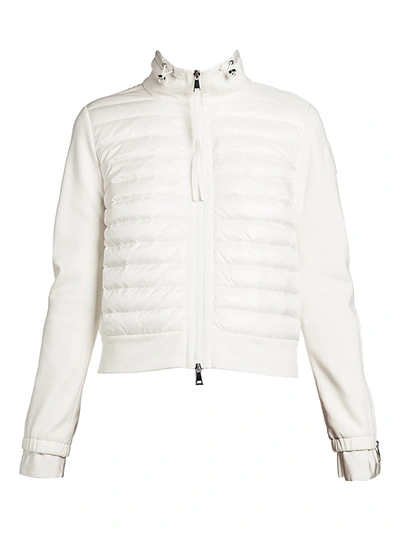 Shop Moncler Women's Combo Knit & Down Puffer Jacket In White