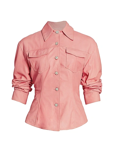 Shop Cinq À Sept Women's Scrunched Canyon Leather Jacket In Carnation