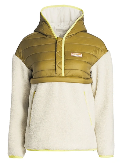 Shop Mother Women's Faux Shearling Puffer Zip Pullover In Beyond The Summit