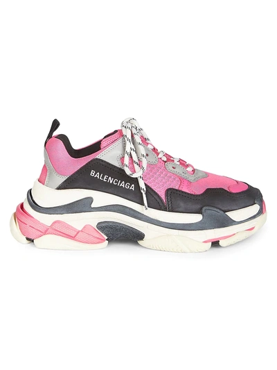 Shop Balenciaga Triple S Leather Sneakers In Pink