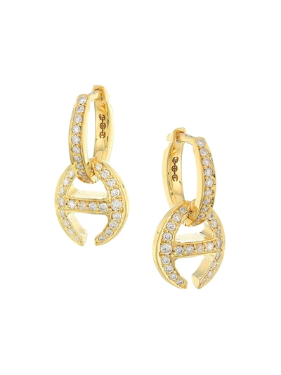 Shop Hoorsenbuhs Women's Klassp 18k Yellow Gold & Diamond Pavé Huggie Hoop Open-link Drop Earrings
