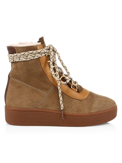 Shop Rag & Bone Women's Oslo Lace-up Shearling-lined Suede Boots In Olive