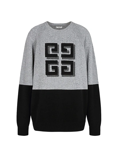 Shop Givenchy Women's Logo Knit Cashmere Crewneck Sweater In Black Grey