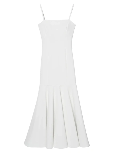 Shop Carolina Herrera Sleeveless Drop Waist Midi Dress In Off White