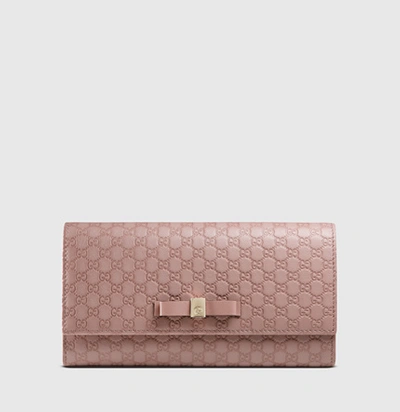 Gucci Bow Microsima Leather Continental Wallet In Punctuated