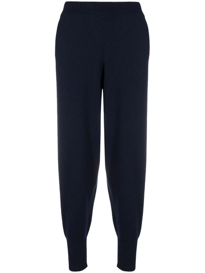 Shop Stella Mccartney Knitted Tapered Trousers In Blue